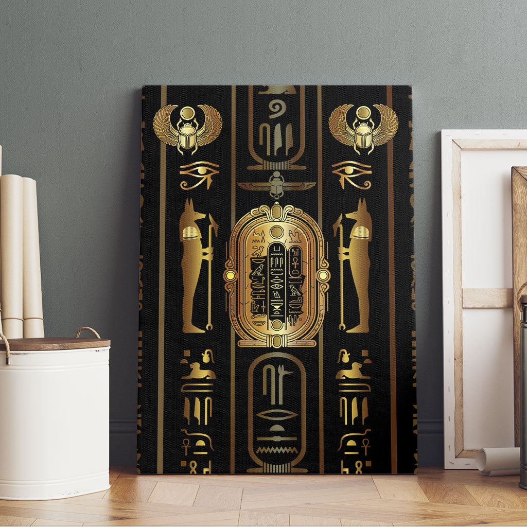 Egypt Cartouche Canvas Wall Art Gold Pharaoh Hieroglyphics Patterns