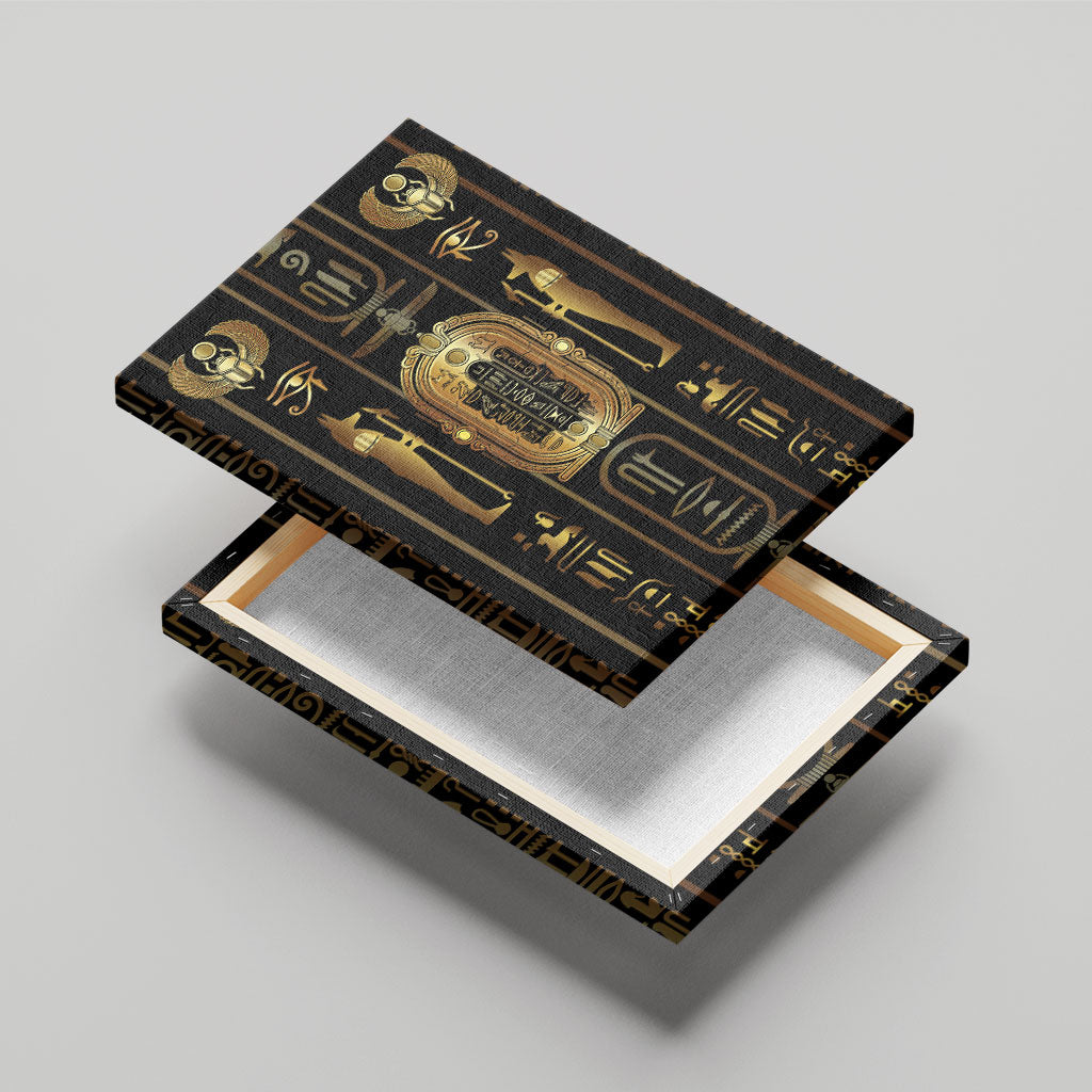 Egypt Cartouche Canvas Wall Art Gold Pharaoh Hieroglyphics Patterns