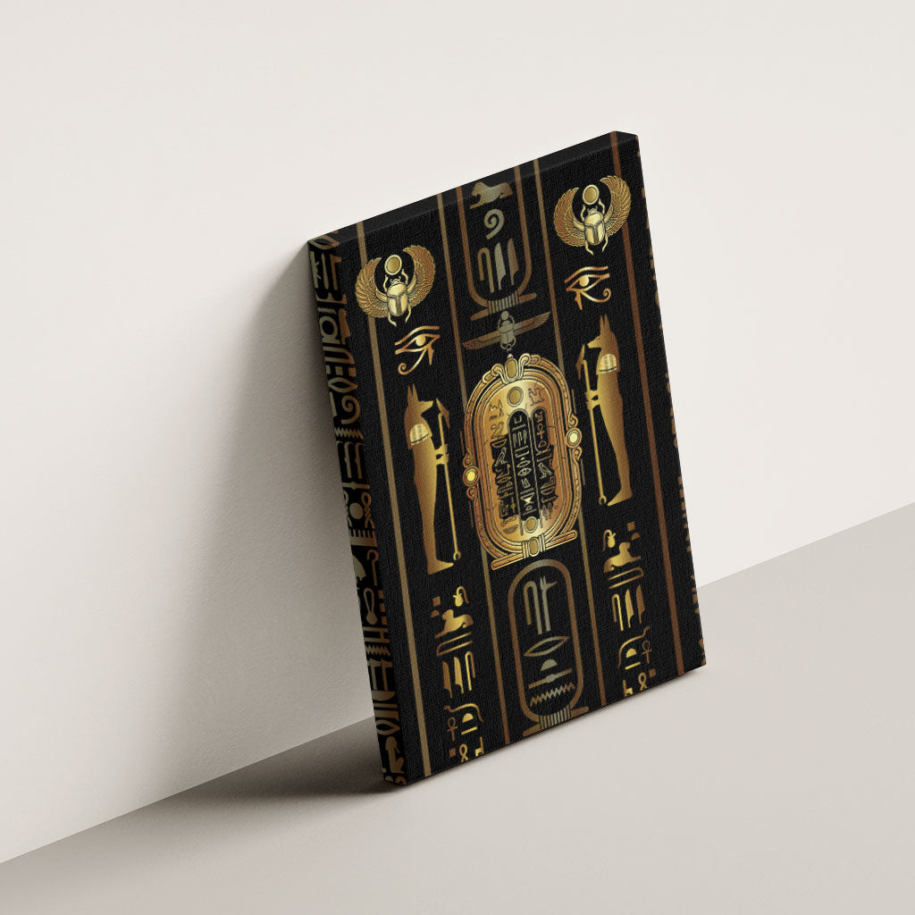 Egypt Cartouche Canvas Wall Art Gold Pharaoh Hieroglyphics Patterns