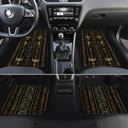 Egypt Cartouche Car Mats Gold Pharaoh Hieroglyphics Patterns