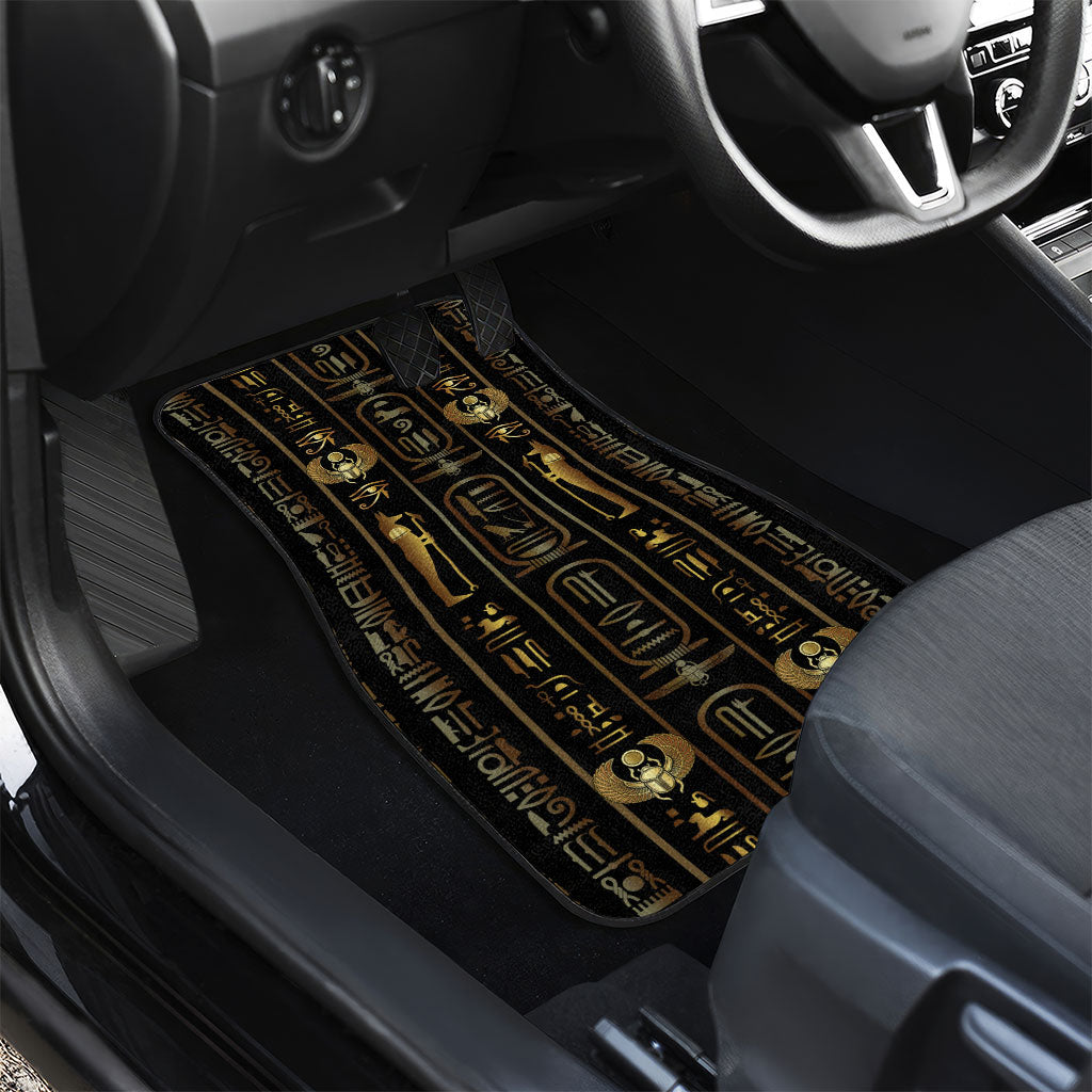 Egypt Cartouche Car Mats Gold Pharaoh Hieroglyphics Patterns