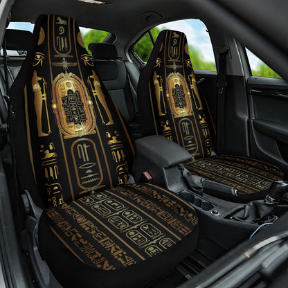 Egypt Cartouche Car Seat Cover Gold Pharaoh Hieroglyphics Patterns