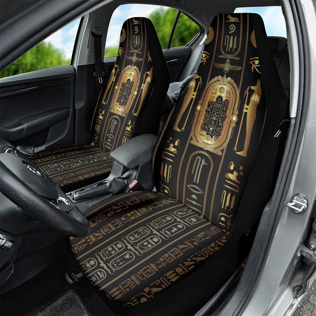 Egypt Cartouche Car Seat Cover Gold Pharaoh Hieroglyphics Patterns