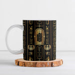 Egypt Cartouche Ceramic Mug Gold Pharaoh Hieroglyphics Patterns