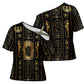 Egypt Cartouche Cross Shoulder Shirt Gold Pharaoh Hieroglyphics Patterns