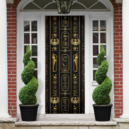 Egypt Cartouche Door Cover Gold Pharaoh Hieroglyphics Patterns