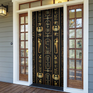 Egypt Cartouche Door Cover Gold Pharaoh Hieroglyphics Patterns