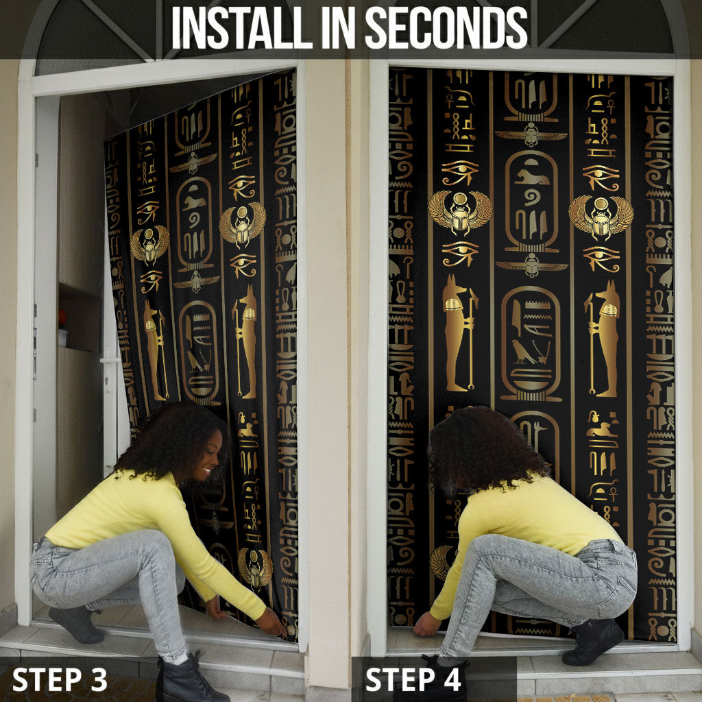 Egypt Cartouche Door Cover Gold Pharaoh Hieroglyphics Patterns