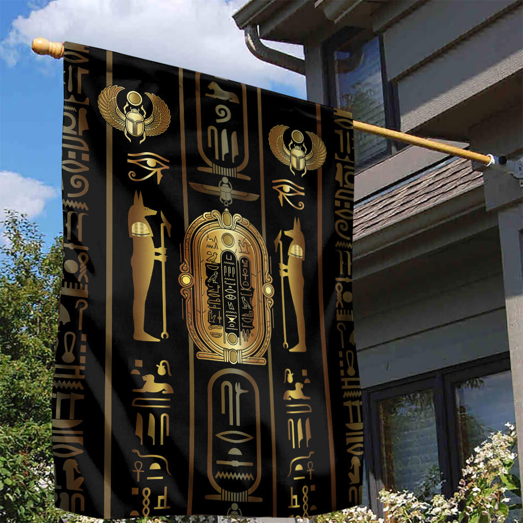 Egypt Cartouche Garden Flag Gold Pharaoh Hieroglyphics Patterns