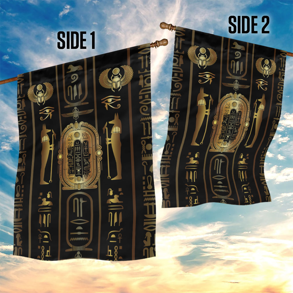 Egypt Cartouche Garden Flag Gold Pharaoh Hieroglyphics Patterns
