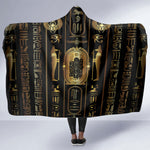 Egypt Cartouche Hooded Blanket Gold Pharaoh Hieroglyphics Patterns