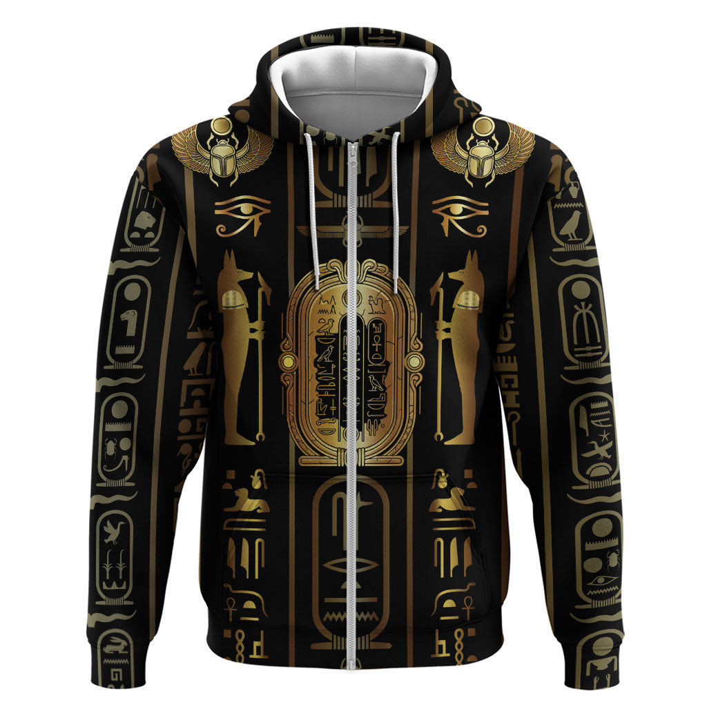 Egypt Cartouche Hoodie Gold Pharaoh Hieroglyphics Patterns