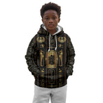 Egypt Cartouche Kid Hoodie Gold Pharaoh Hieroglyphics Patterns