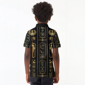 Egypt Cartouche Kid Polo Shirt Gold Pharaoh Hieroglyphics Patterns
