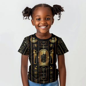 Egypt Cartouche Kid T shirt Gold Pharaoh Hieroglyphics Patterns
