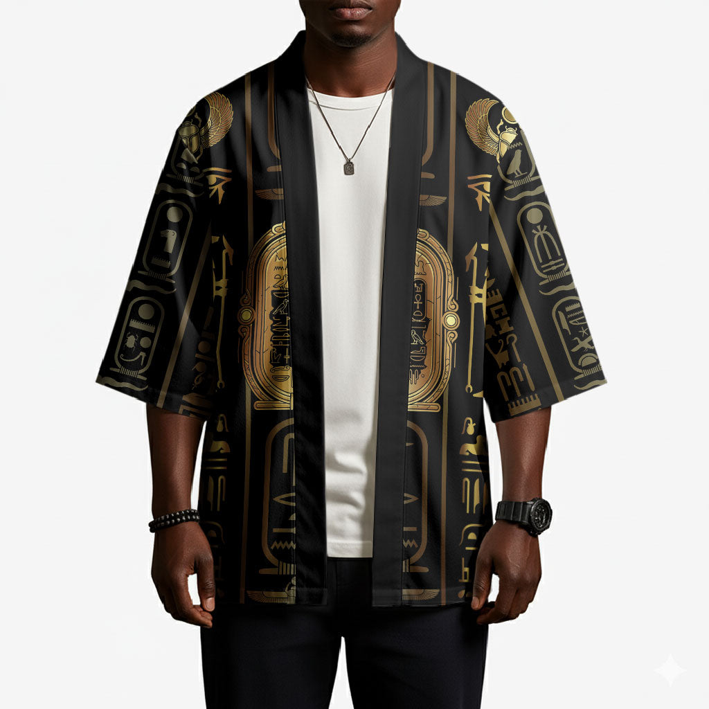 Egypt Cartouche Kimono Gold Pharaoh Hieroglyphics Patterns