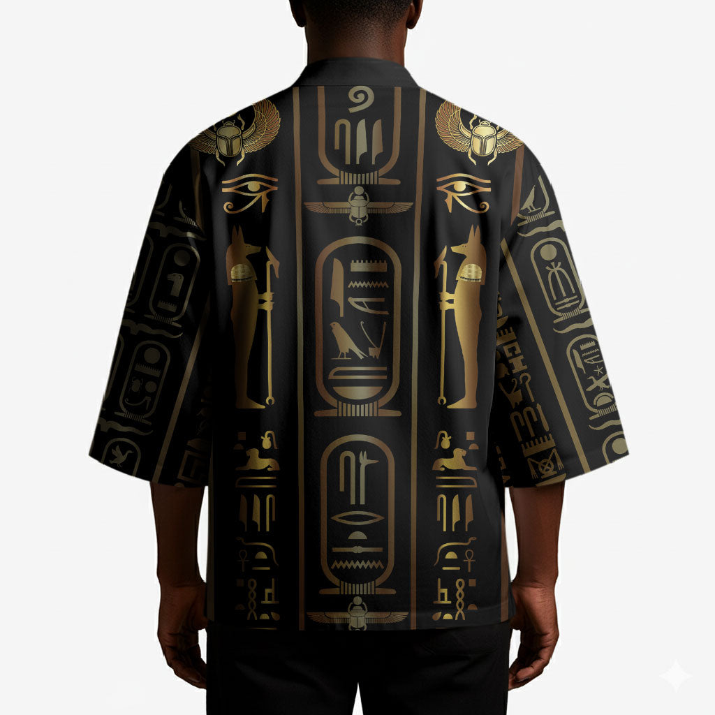 Egypt Cartouche Kimono Gold Pharaoh Hieroglyphics Patterns