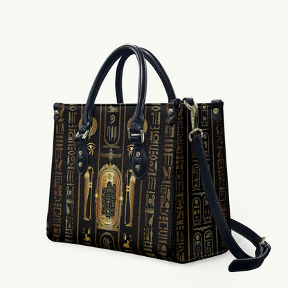 Egypt Cartouche Leather Bag Gold Pharaoh Hieroglyphics Patterns