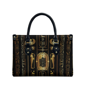 Egypt Cartouche Leather Bag Gold Pharaoh Hieroglyphics Patterns