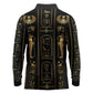 Egypt Cartouche Long Sleeve Polo Shirt Gold Pharaoh Hieroglyphics Patterns