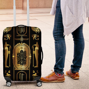Egypt Cartouche Luggage Cover Gold Pharaoh Hieroglyphics Patterns