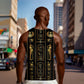 Egypt Cartouche Men Tank Top Gold Pharaoh Hieroglyphics Patterns