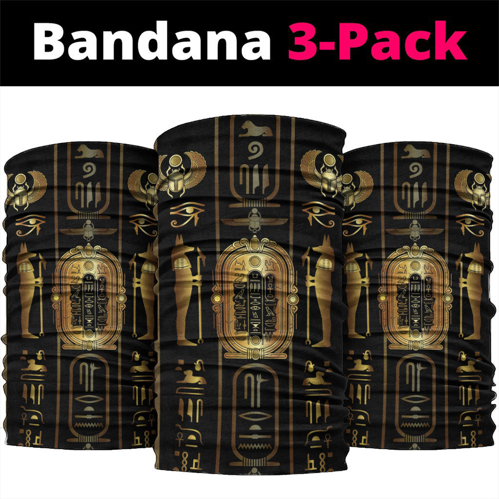 Egypt Cartouche Neck Gaiter Gold Pharaoh Hieroglyphics Patterns