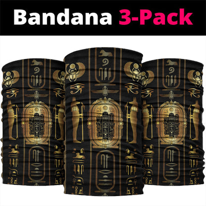 Egypt Cartouche Neck Gaiter Gold Pharaoh Hieroglyphics Patterns
