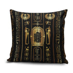 Egypt Cartouche Pillow Cover Gold Pharaoh Hieroglyphics Patterns