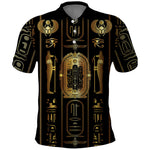 Egypt Cartouche Polo Shirt Gold Pharaoh Hieroglyphics Patterns