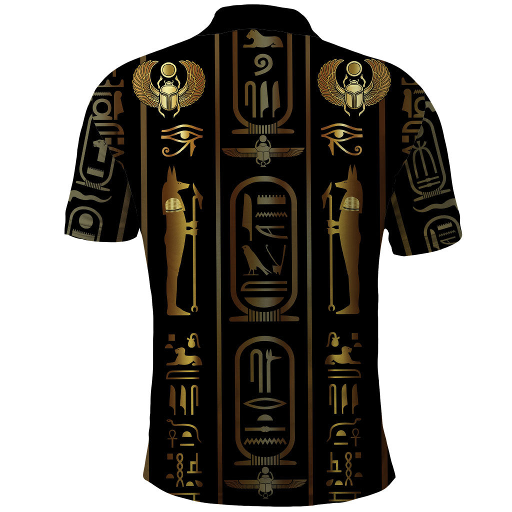 Egypt Cartouche Polo Shirt Gold Pharaoh Hieroglyphics Patterns