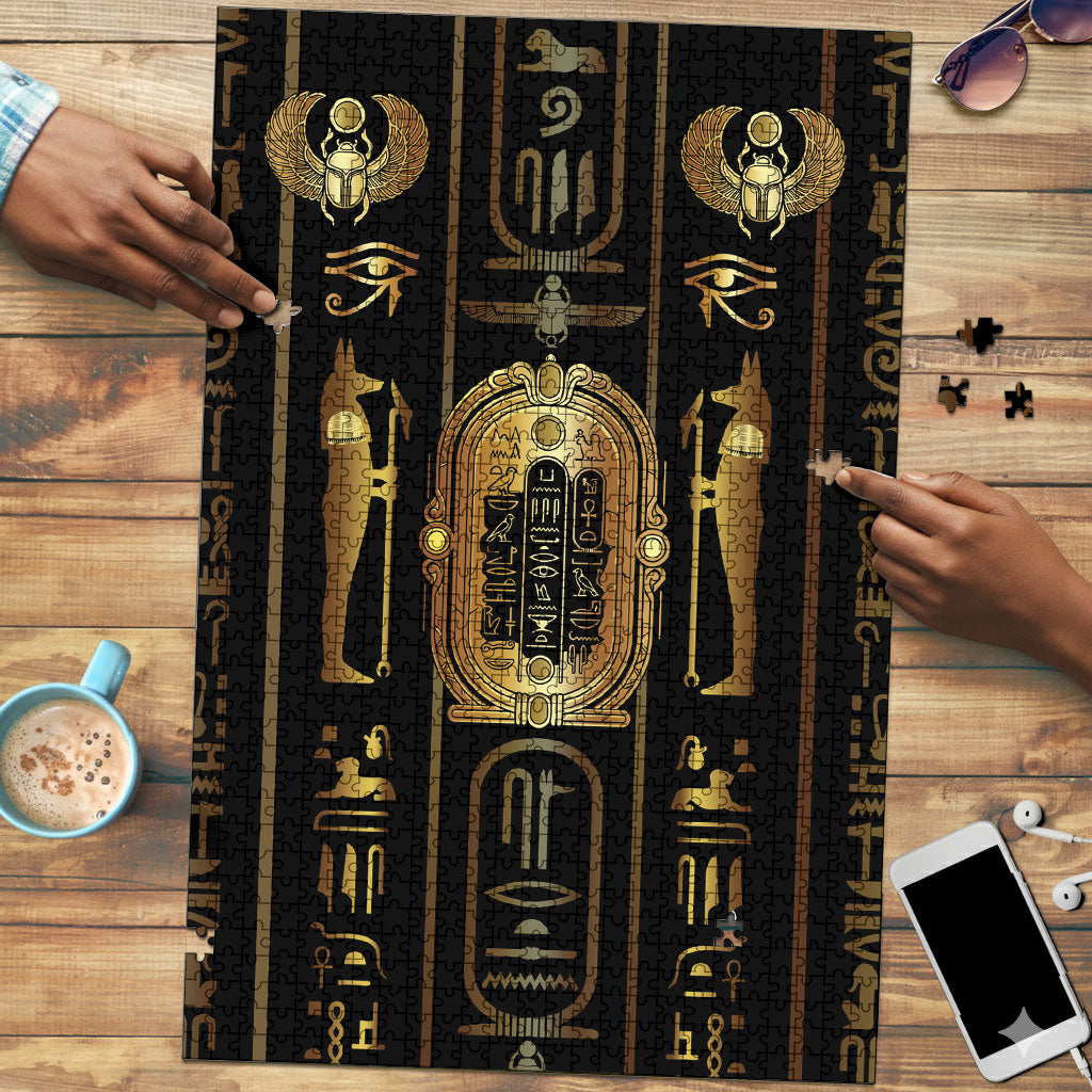 Egypt Cartouche Puzzle Gold Pharaoh Hieroglyphics Patterns