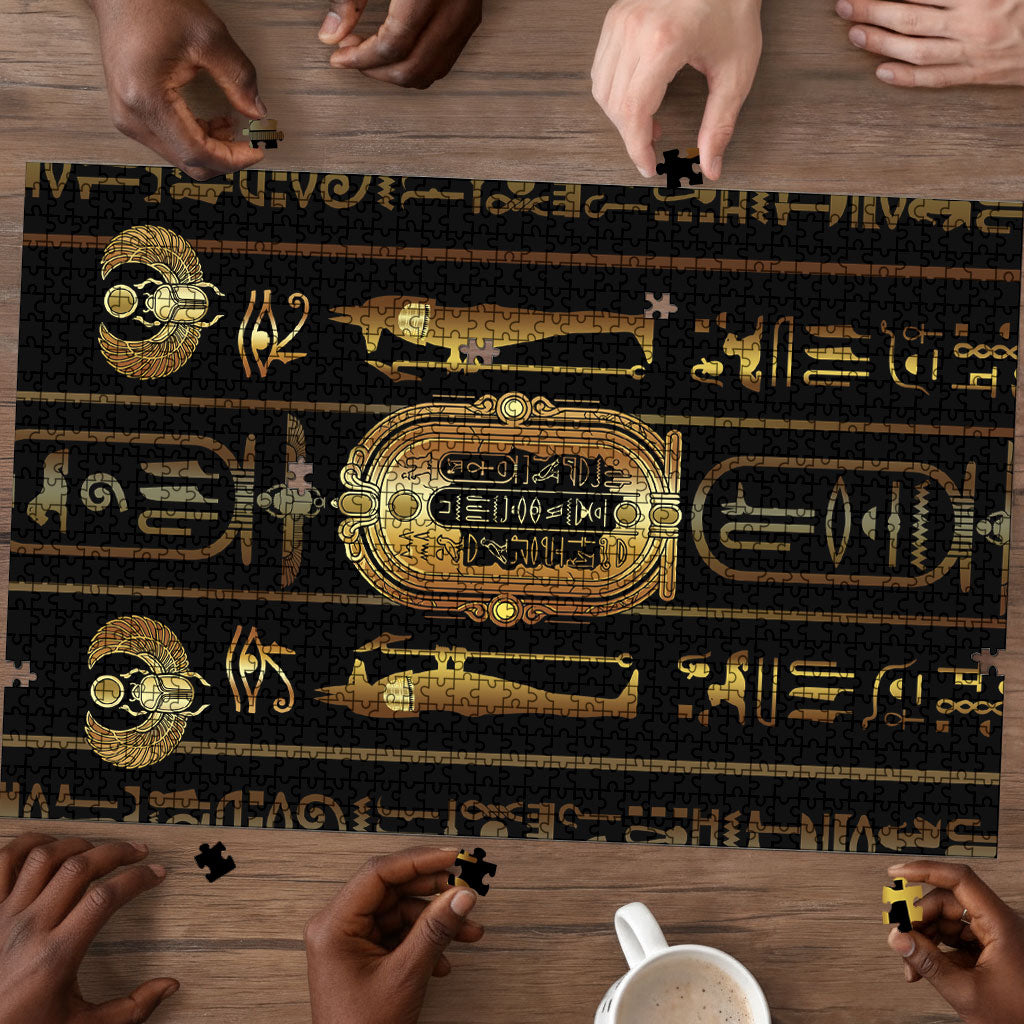 Egypt Cartouche Puzzle Gold Pharaoh Hieroglyphics Patterns