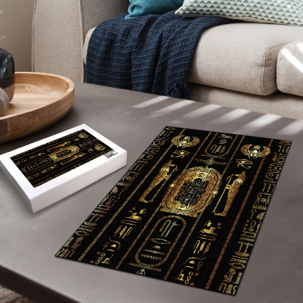 Egypt Cartouche Puzzle Gold Pharaoh Hieroglyphics Patterns