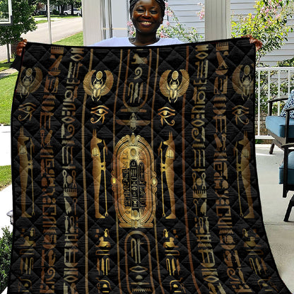 Egypt Cartouche Quilt Gold Pharaoh Hieroglyphics Patterns