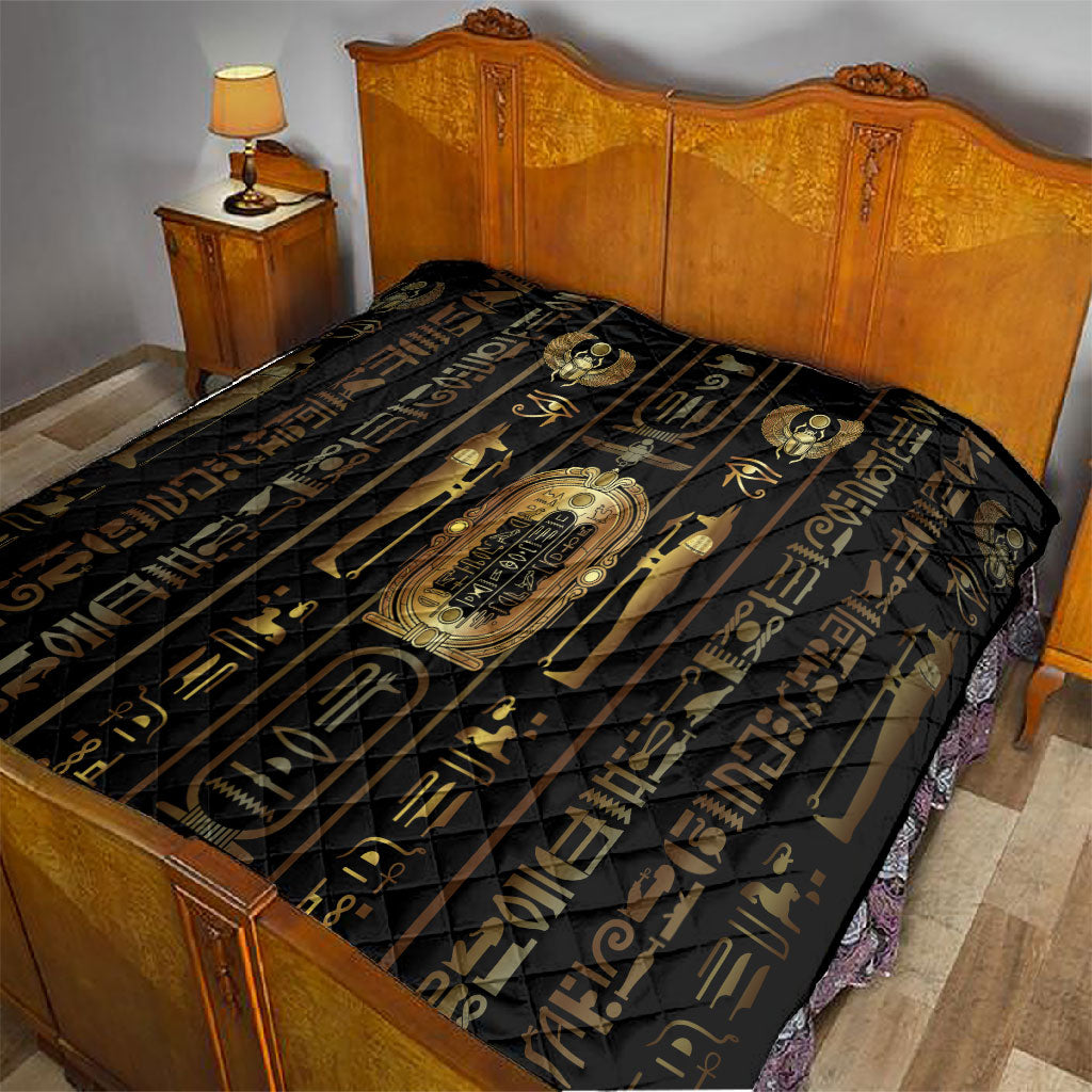 Egypt Cartouche Quilt Gold Pharaoh Hieroglyphics Patterns