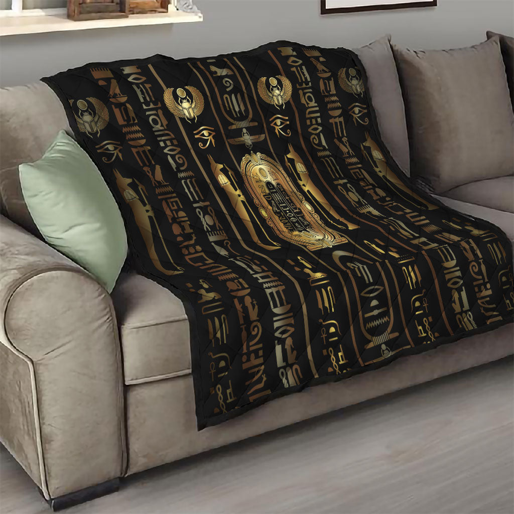 Egypt Cartouche Quilt Gold Pharaoh Hieroglyphics Patterns