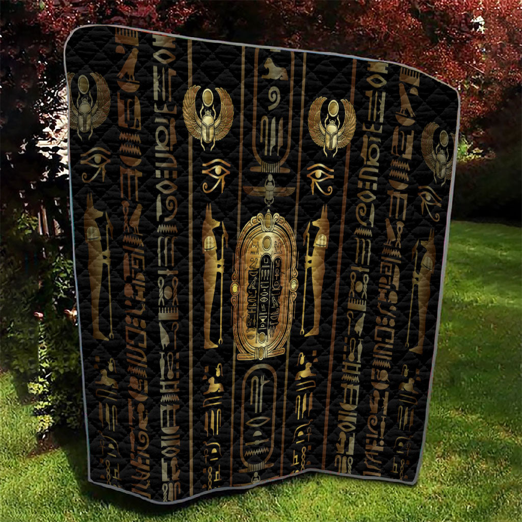 Egypt Cartouche Quilt Gold Pharaoh Hieroglyphics Patterns
