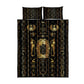 Egypt Cartouche Quilt Bed Set Gold Pharaoh Hieroglyphics Patterns