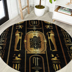 Egypt Cartouche Round Carpet Gold Pharaoh Hieroglyphics Patterns