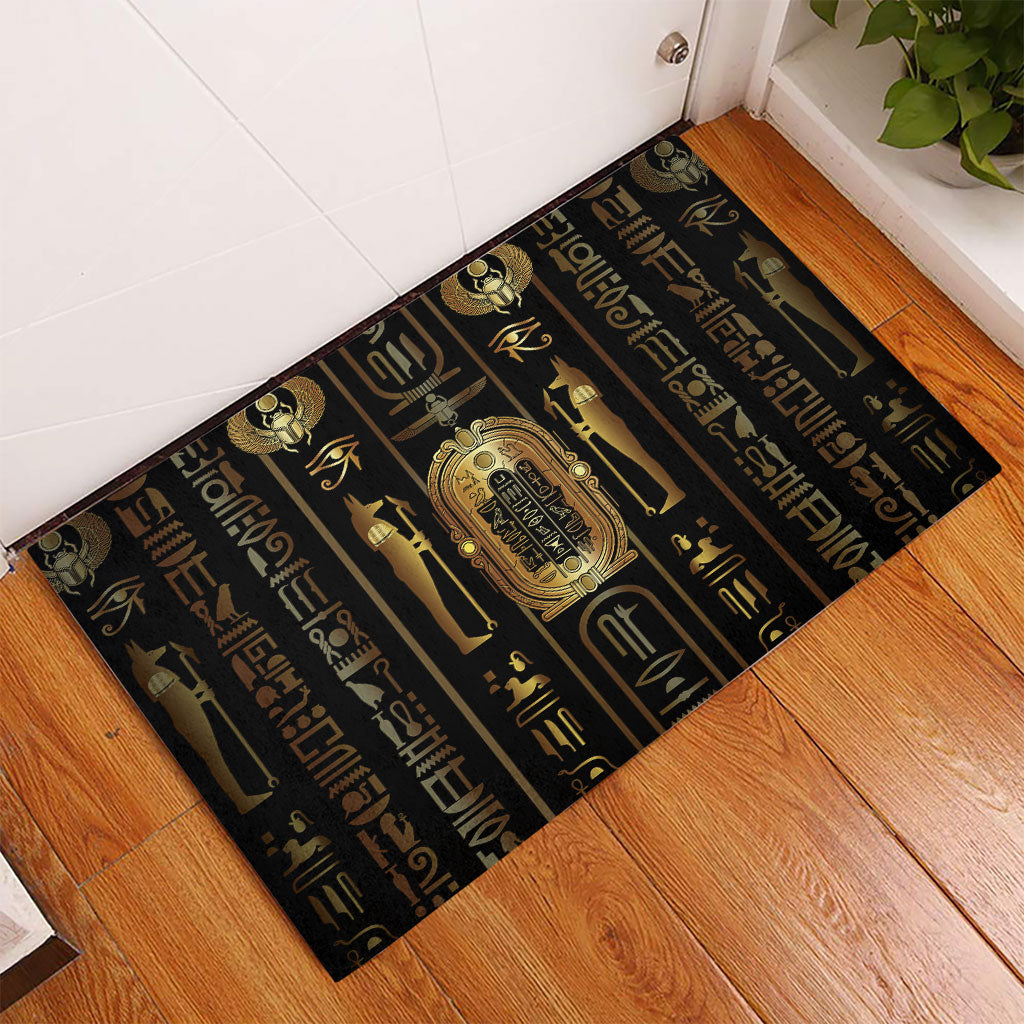 Egypt Cartouche Rubber Doormat Gold Pharaoh Hieroglyphics Patterns