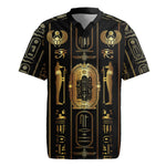Egypt Cartouche Rugby Jersey Gold Pharaoh Hieroglyphics Patterns