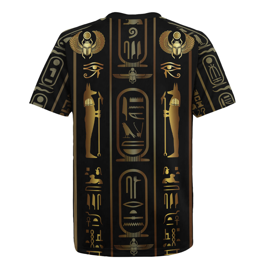 Egypt Cartouche Rugby Jersey Gold Pharaoh Hieroglyphics Patterns