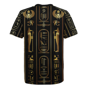 Egypt Cartouche Rugby Jersey Gold Pharaoh Hieroglyphics Patterns