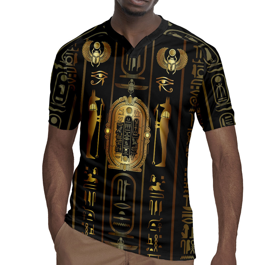 Egypt Cartouche Rugby Jersey Gold Pharaoh Hieroglyphics Patterns