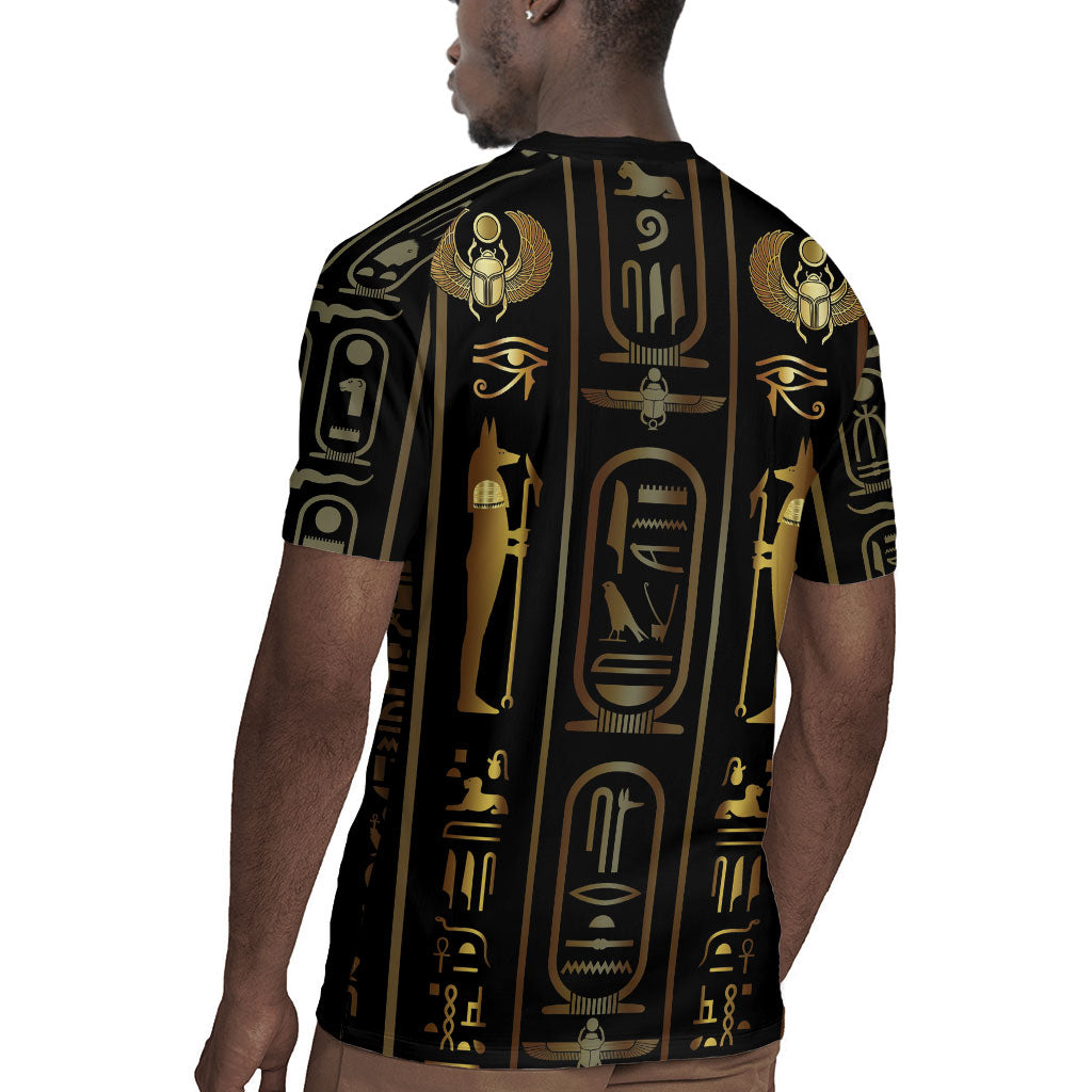 Egypt Cartouche Rugby Jersey Gold Pharaoh Hieroglyphics Patterns