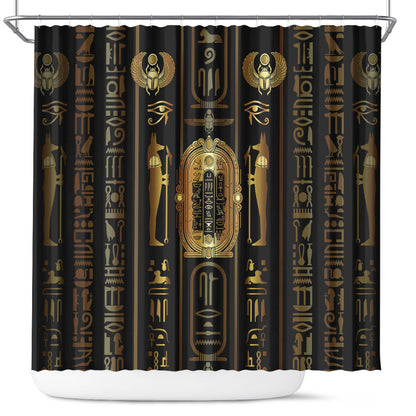 Egypt Cartouche Shower Curtain Gold Pharaoh Hieroglyphics Patterns