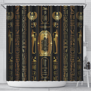 Egypt Cartouche Shower Curtain Gold Pharaoh Hieroglyphics Patterns