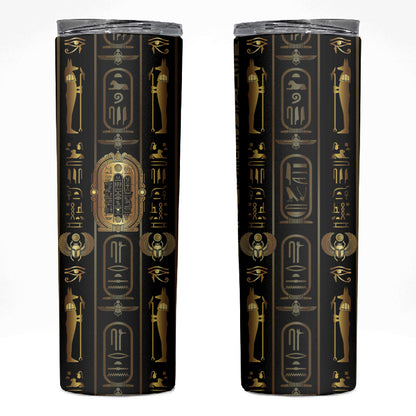 Egypt Cartouche Skinny Tumbler Gold Pharaoh Hieroglyphics Patterns