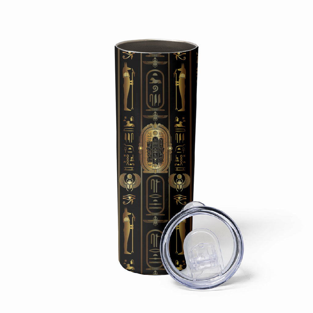 Egypt Cartouche Skinny Tumbler Gold Pharaoh Hieroglyphics Patterns